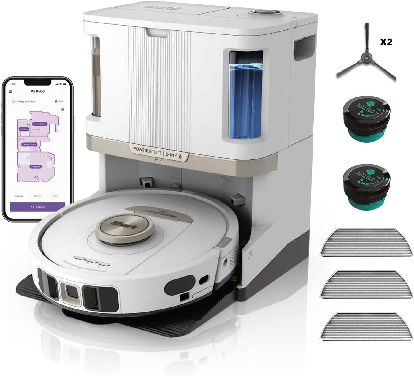 Shark PowerDetect Robot Vacuum and Mop with 60-Day Self-emptying and Cleaning Base - 3D LiDAR Nav... | Amazon (UK)