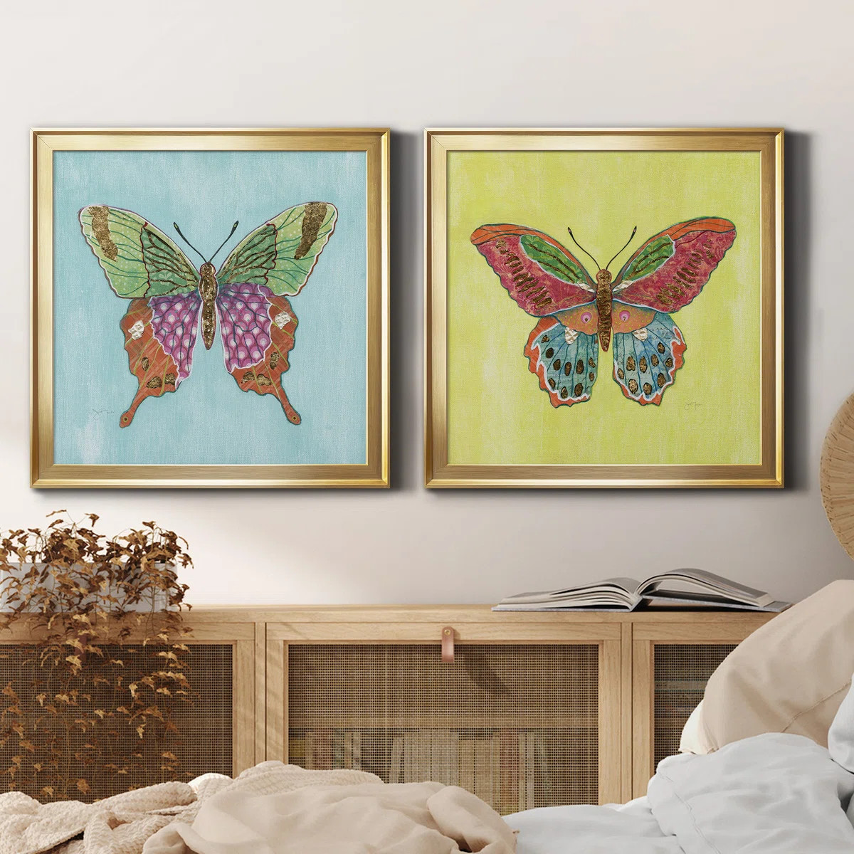 " Butterfly On Blue " 2 - Pieces (Set of 2) | Wayfair North America