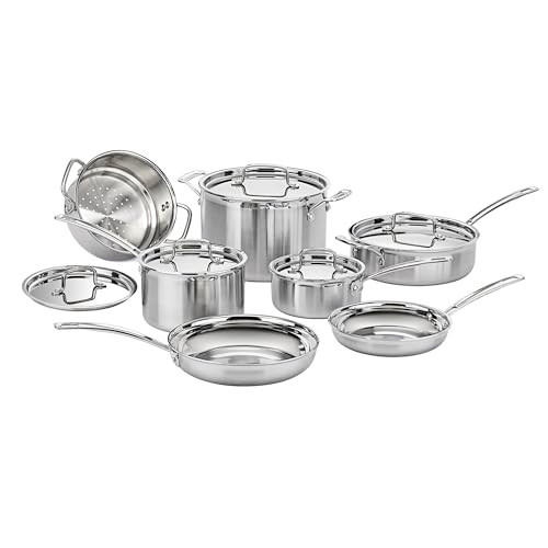 Cuisinart 12 Piece Cookware Set, MultiClad Pro Triple Ply, Silver, MCP-12N | Amazon (US)