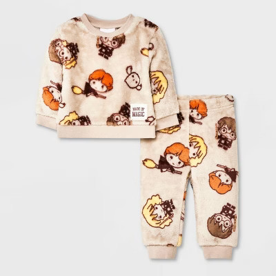 Baby Boys' Harry Potter Woobie Fleece Top and Bottom Set - Beige | Target