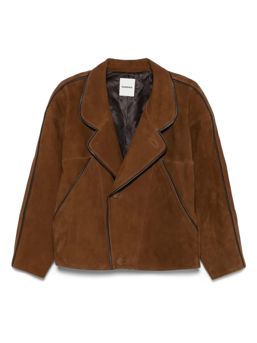 SANDRO Suede Jacket | Brown | FARFETCH | Farfetch Global