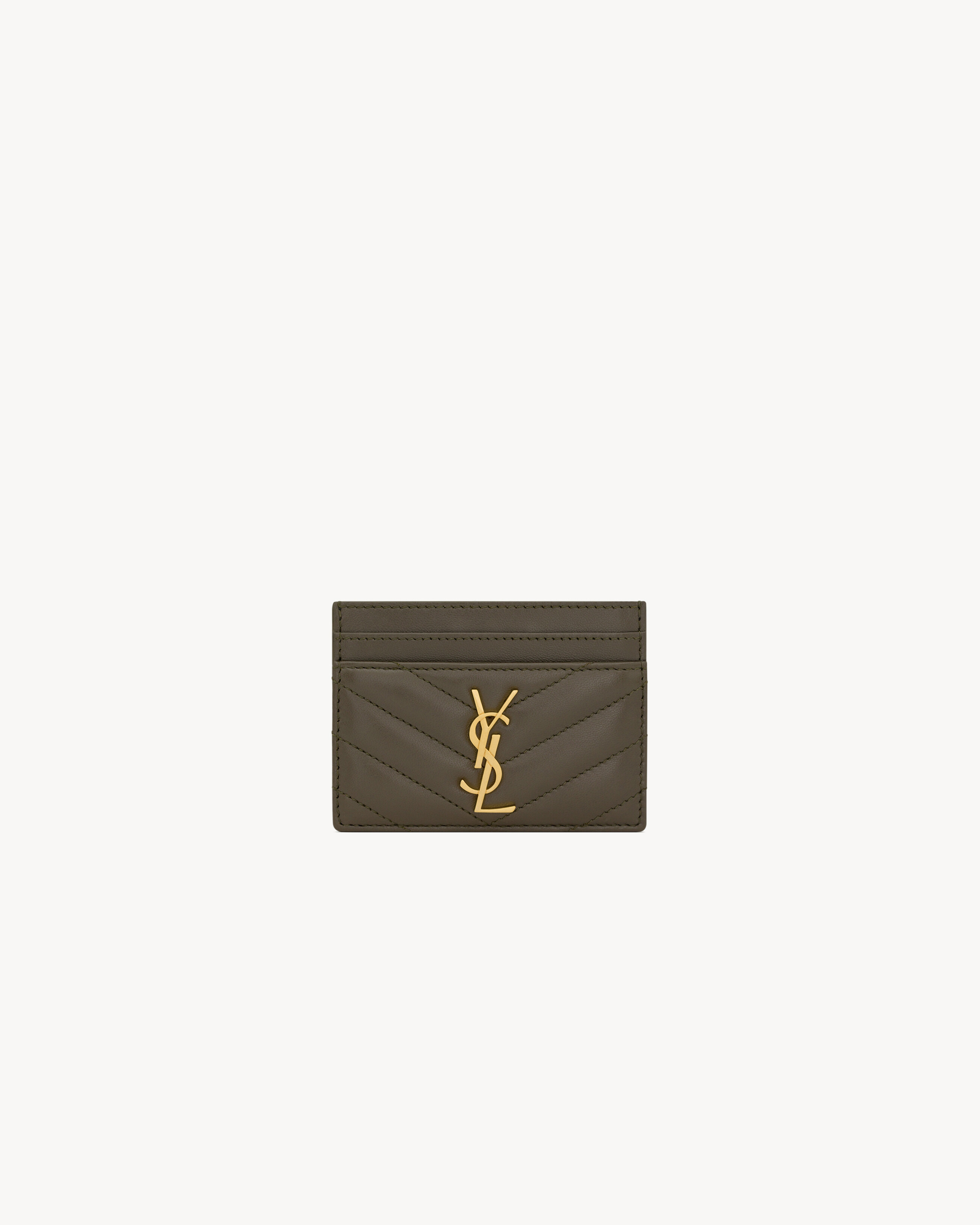 Saint Laurent Cassandre Matelassé Card Case In Lambskin - Green - Women - One Size | Saint Laurent Inc. (Global)