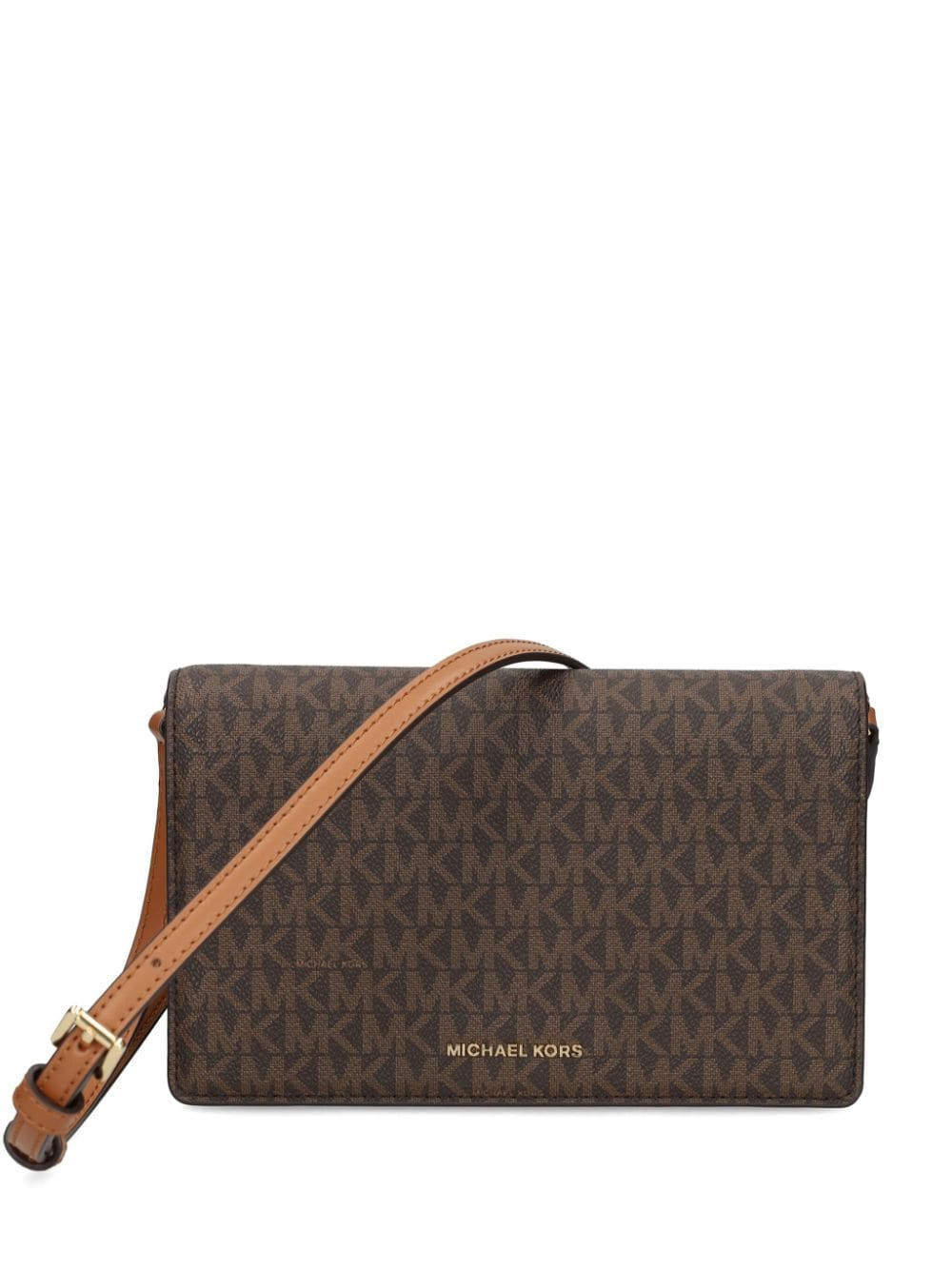 Michael Kors monogram-logo crossbody bag - Brown | Farfetch Global