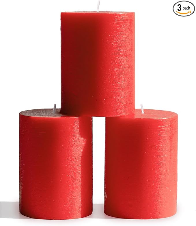 CANDWAX 3x4 Pillar Candles Set of 3 - Decorative Rustic Candles Unscented and Dinner Candles - Id... | Amazon (US)