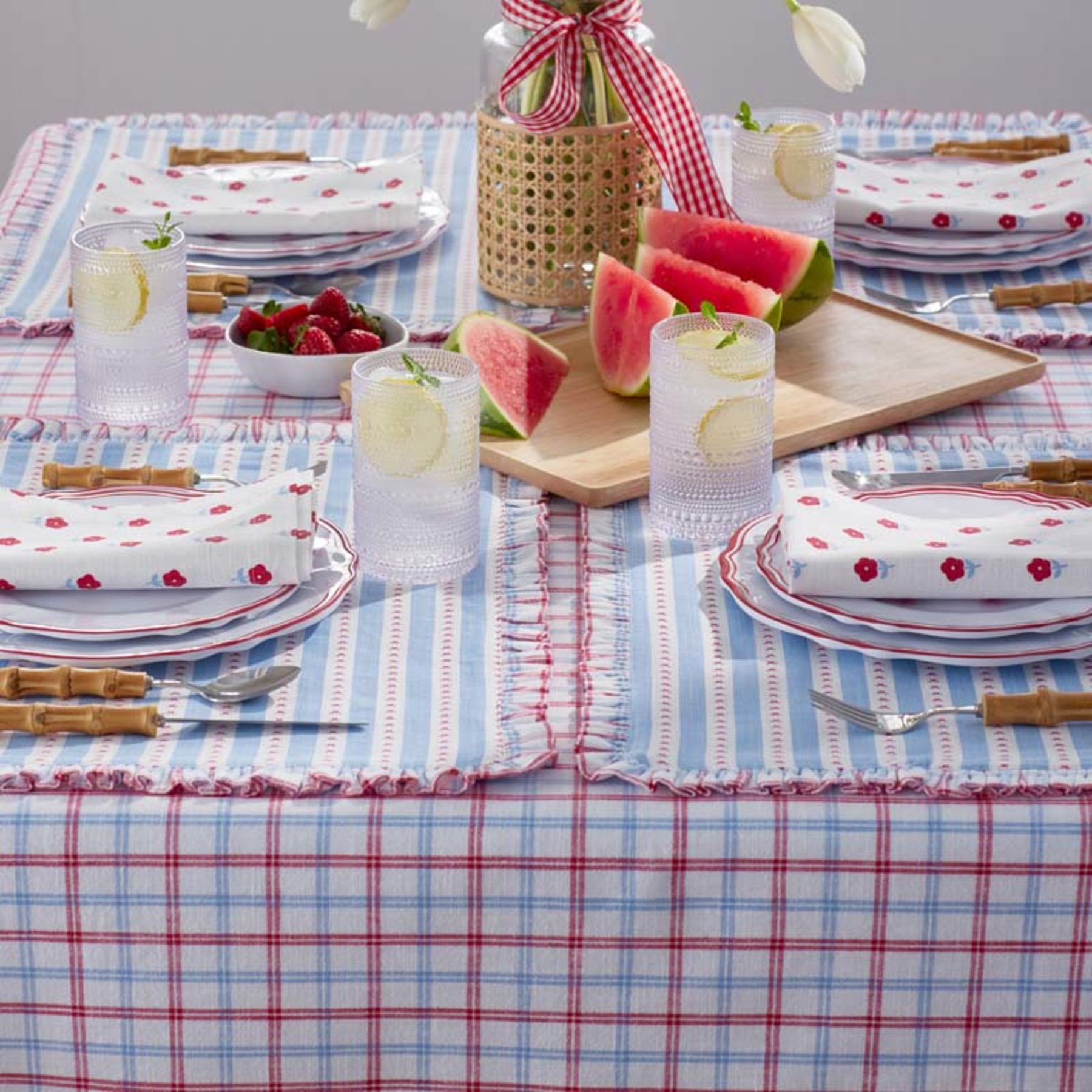Classic Plaids Yarn-Dyed Tablecloth - Graph Plaid Red, 70 in. x 90 in. | The Company Store