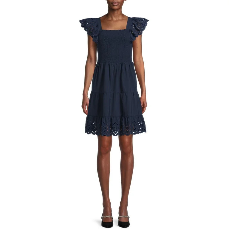 Time And Tru Women's Smocked Eyelet Dress | Walmart (US)