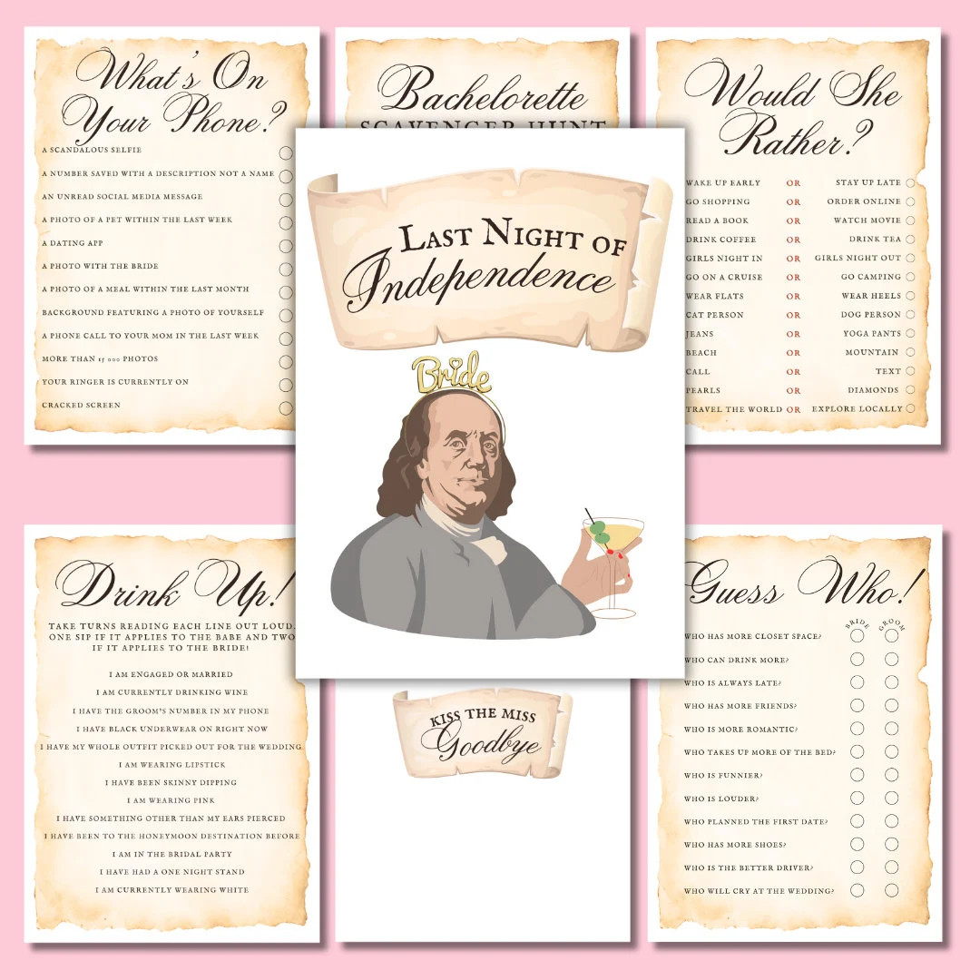 Last Night of INDEPENDENCE Bachelorette Multi Game Pack - Etsy | Etsy (US)