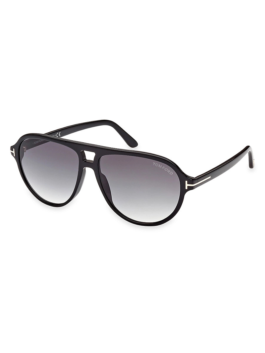 Men's Jeffrey 60MM Aviator Sunglasses - Shiny Black | Saks Fifth Avenue