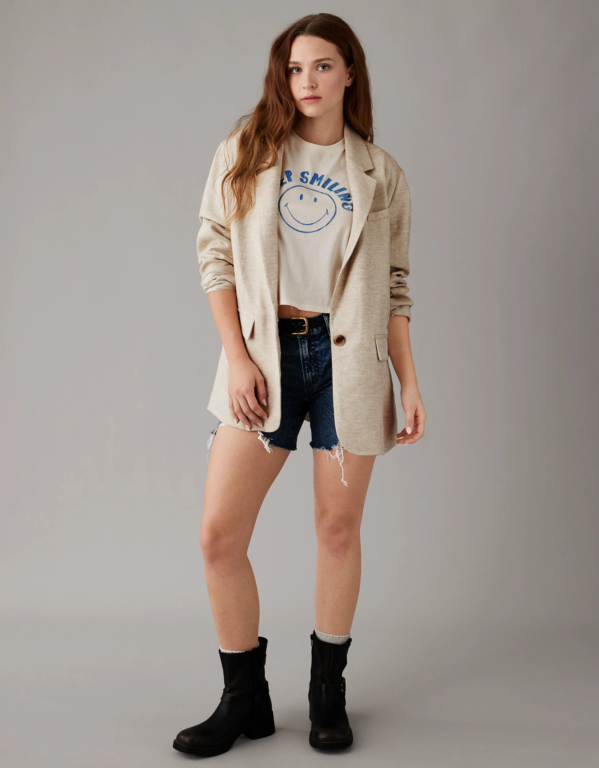 AE Cropped Smiley Graphic Tee | American Eagle Outfitters (US & CA)