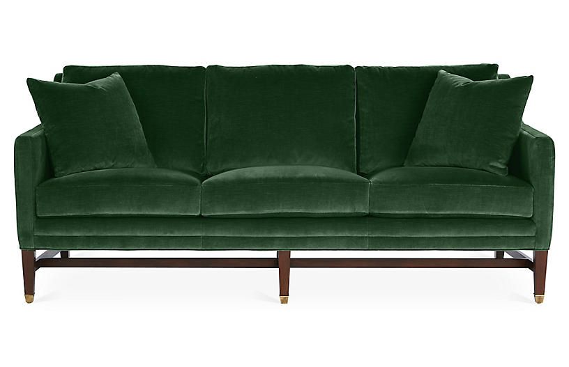 Arden Sofa, Emerald Velvet | One Kings Lane