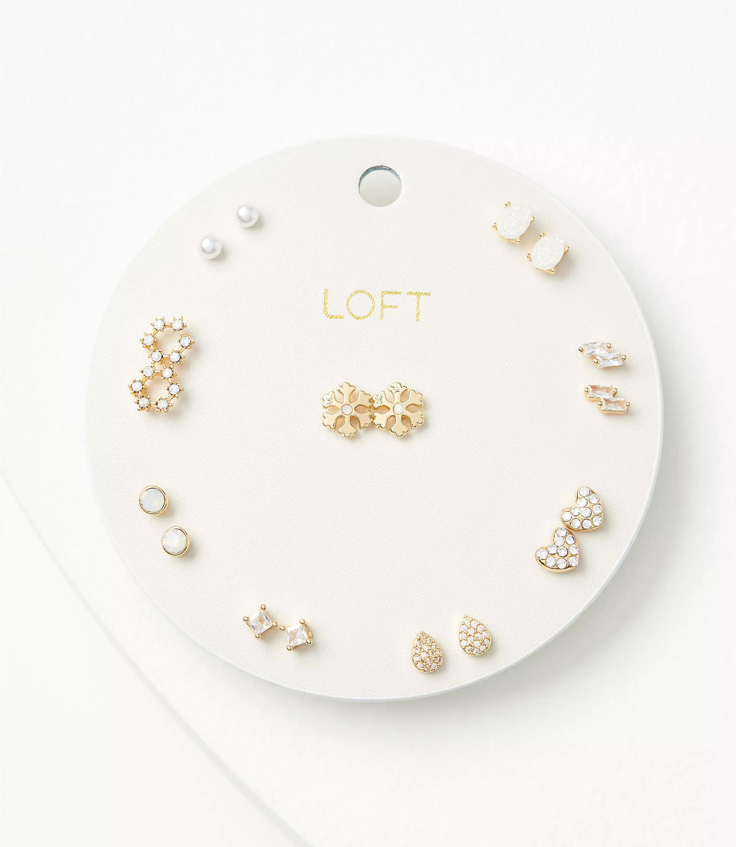Pearlized Snowflake Stud Earring Set | LOFT