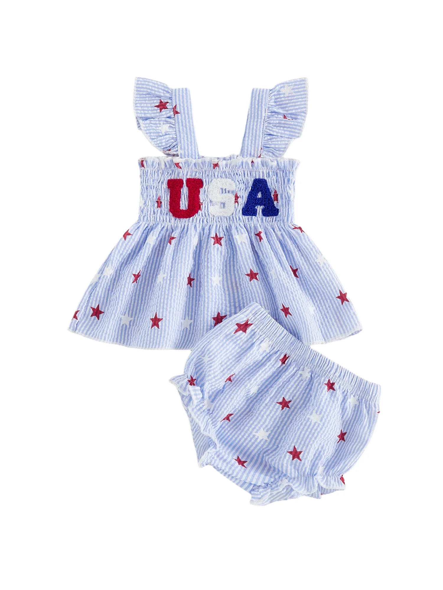 Loicainy Infant Baby Girl 4th of July Clothes Set 3 6 12 18 24 Months Striped Stars Print Camisol... | Walmart (US)
