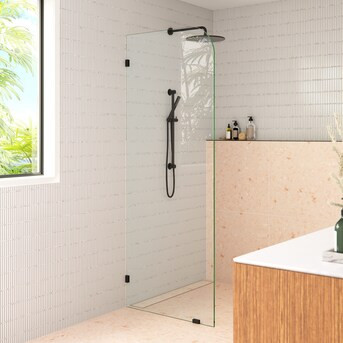 Glass Warehouse Solaris Matte Black 36-in W x 78-in H Frameless Tempered Glass Fixed Shower door | Lowe's