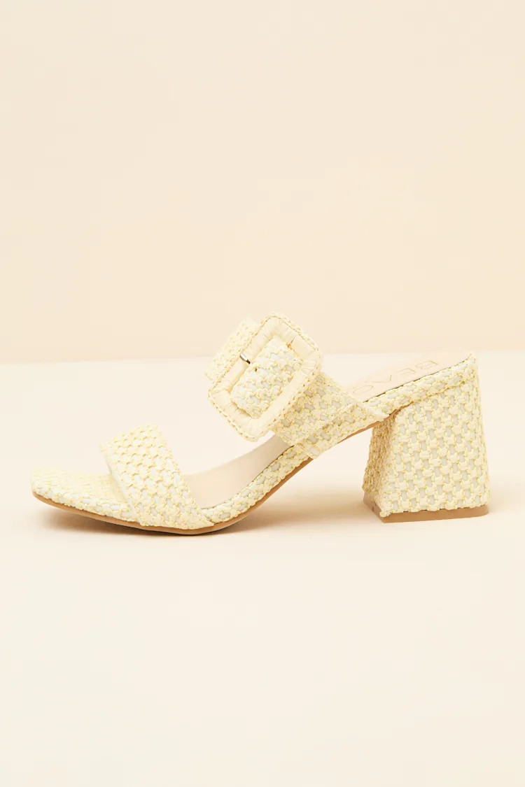 Lucy French Vanilla Raffia High Heel Slide Sandals | Lulus