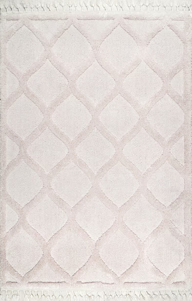 Ivory Raised Ogee Trellis Nursery Area Rug | Rugs USA