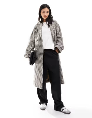 Object oversized trench coat in plaid | ASOS (Global)