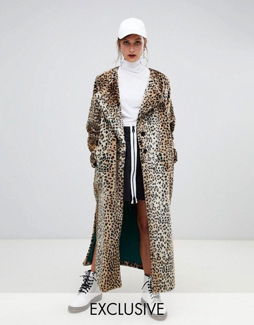 Story Of Lola Faux Fur Longline Leopard Print Coat | ASOS UK