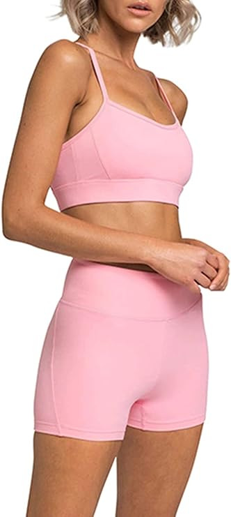 IMEKIS Women's Workout Sets 2 Piece Yoga Outfit High Waisted Biker Shorts Leggings Sports Bra Gym... | Amazon (US)