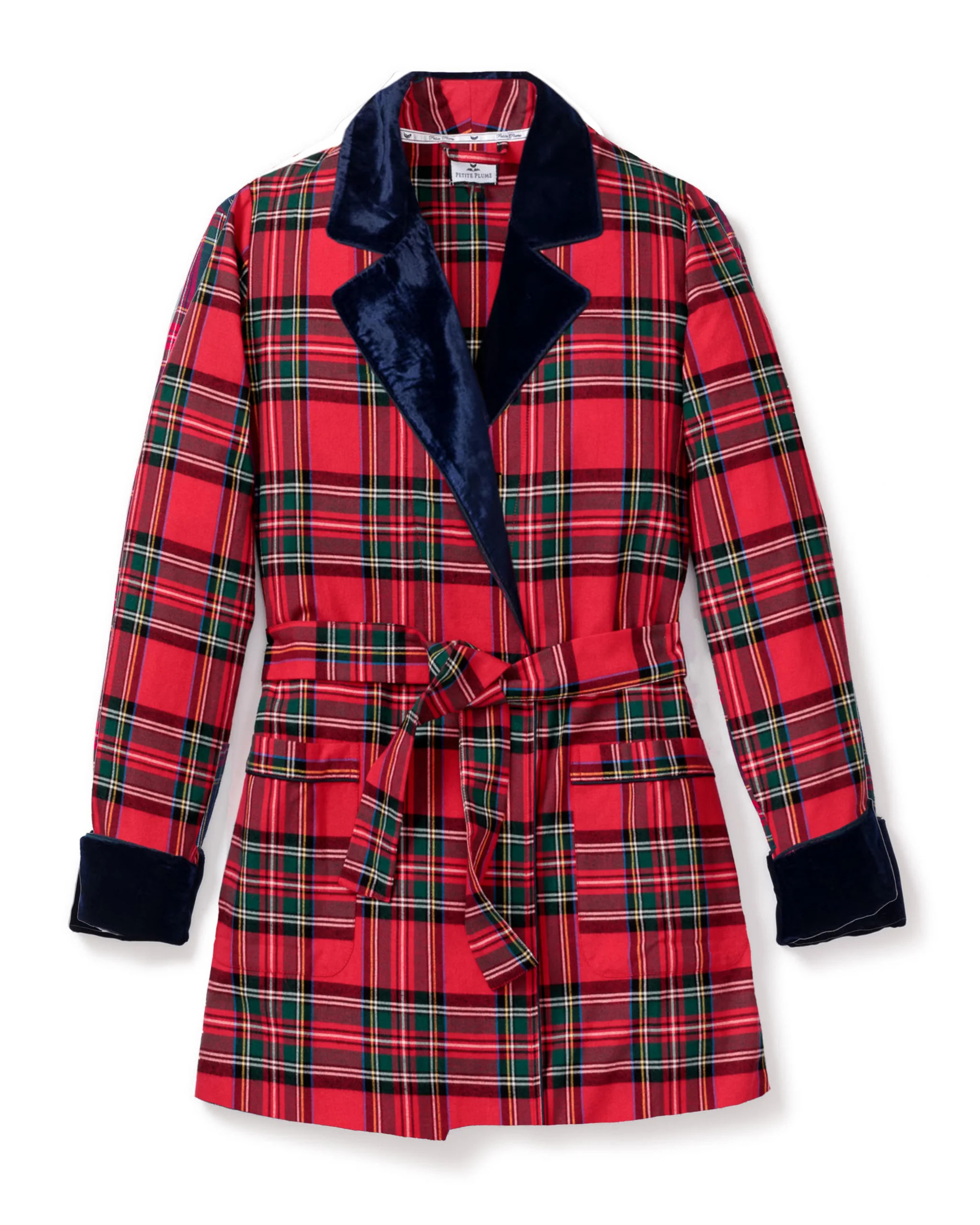 Women's Car Coat with Velvet Trim in Imperial Tartan | Petite Plume