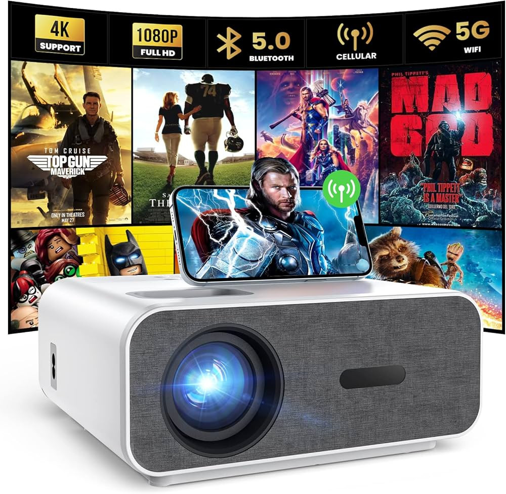 4K Support Projector with Wifi and Bluetooth, HOMPOW Mini Portable Projectors for Outdoor Home Mo... | Amazon (US)