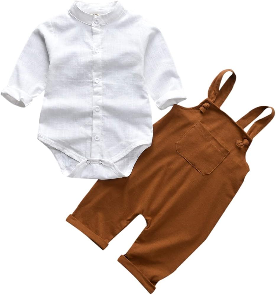 Baby Boys Clothes for Gentleman Outfits,Toddler Overalls Baby Suspender Pants and Bodysuit Romper... | Amazon (US)