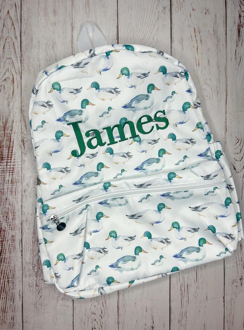 Monogrammed Boys Mallard Backpack, Personalized Hunting Duffle Bag, Boys School Bag, Full Size Ba... | Etsy (US)