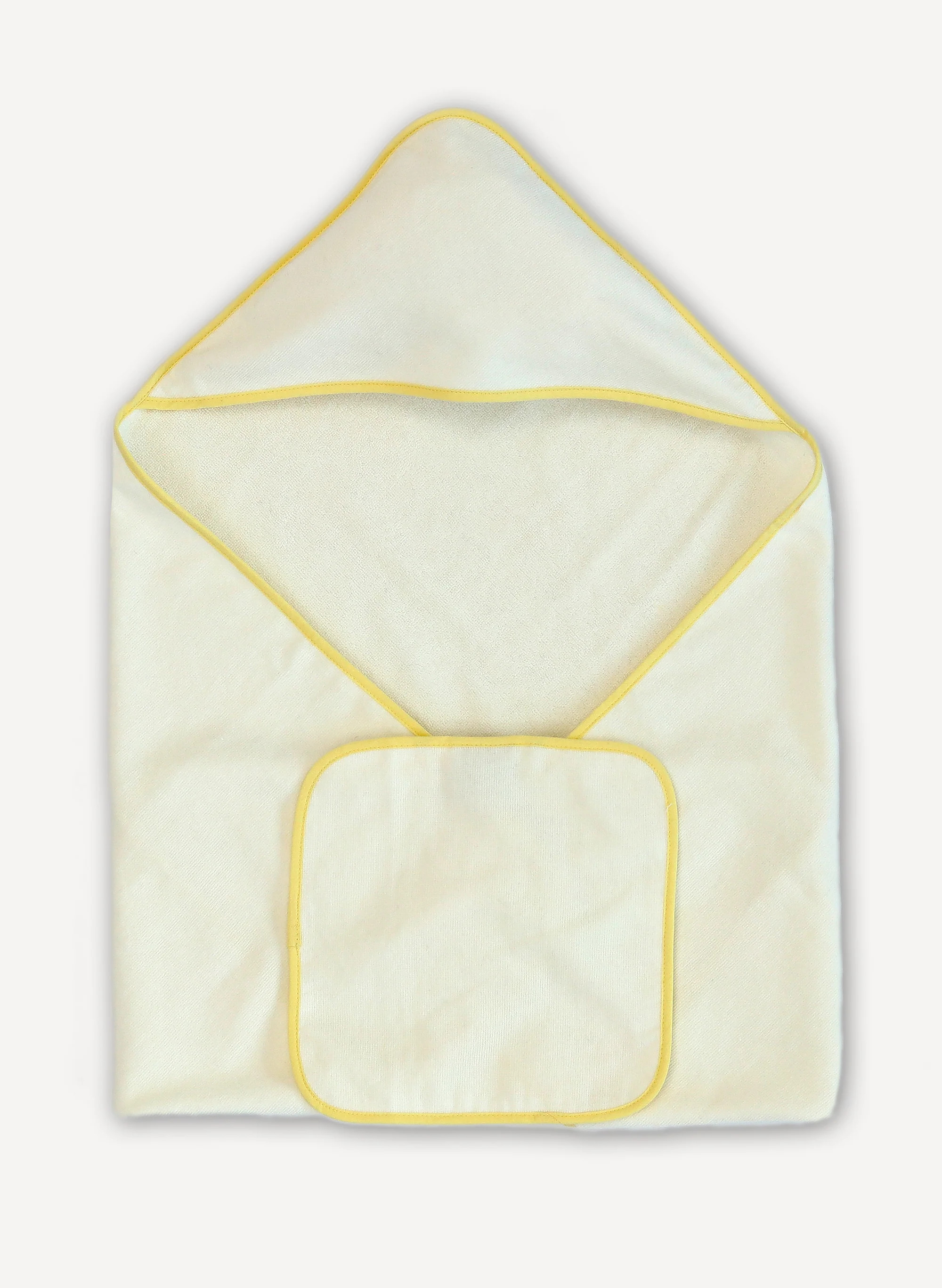 Lemon Piped Hooded Bath Towel & Washcloth Set | Timo and Violet