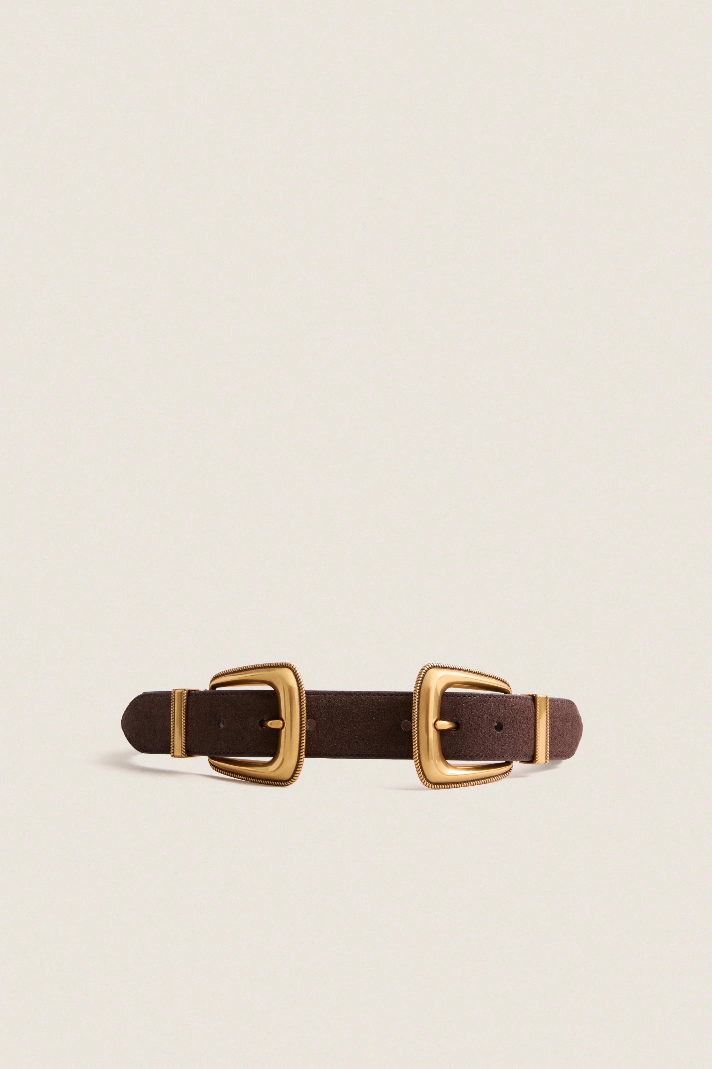 Espresso Suede Double Buckle Arch Belt | Tuckernuck (US)