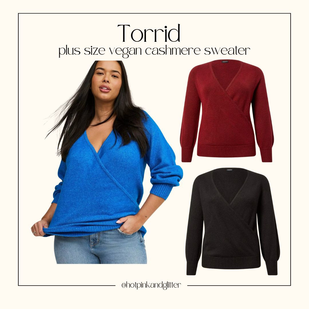 Plus size vegan cashmere sweater from Torrid. The cozy vibes this wrap sweater is giving!!!  

 #LTKFindsUnder50 #LTKStyleTip #LTKPlusSize
