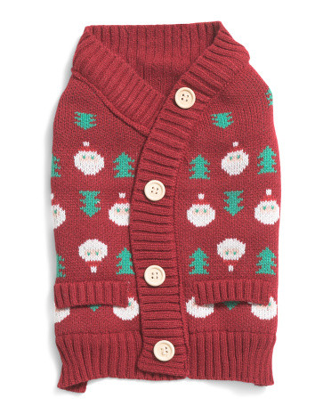 Santa Jacquard Pet Cardigan | TJ Maxx