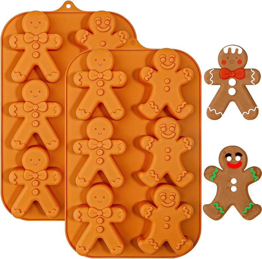 Webake Gingerbread Man Silicone Mold, 6-Cavity Christmas Molds Shaped with Gingerbread Man for Ca... | Amazon (US)