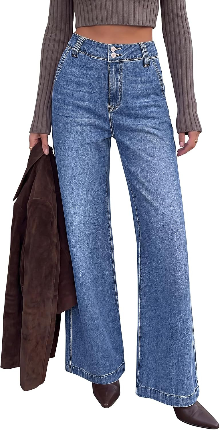 KIRUNDO Wide Leg Jeans for Women High Waisted Denim Pants | Amazon (US)