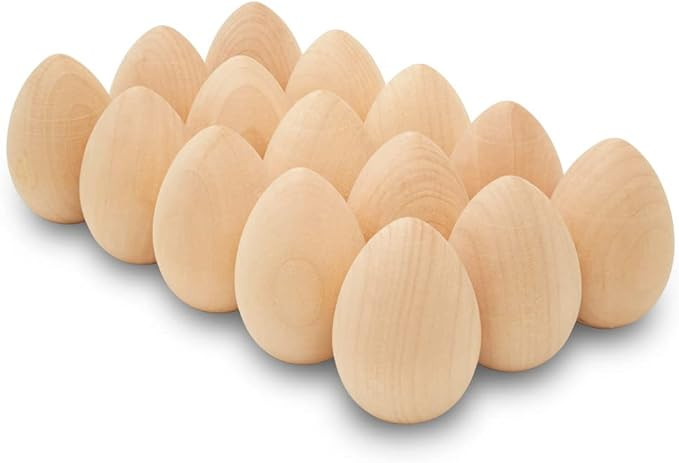 Fake Eggs to Paint, Pack of 30 Smooth Standable Wooden Eggs for Crafts, 2 Inch Wooden Easter Eggs... | Amazon (US)