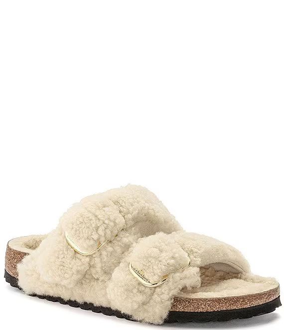 Arizona Big Buckle Teddy Shearling Slide Sandals | Dillard's