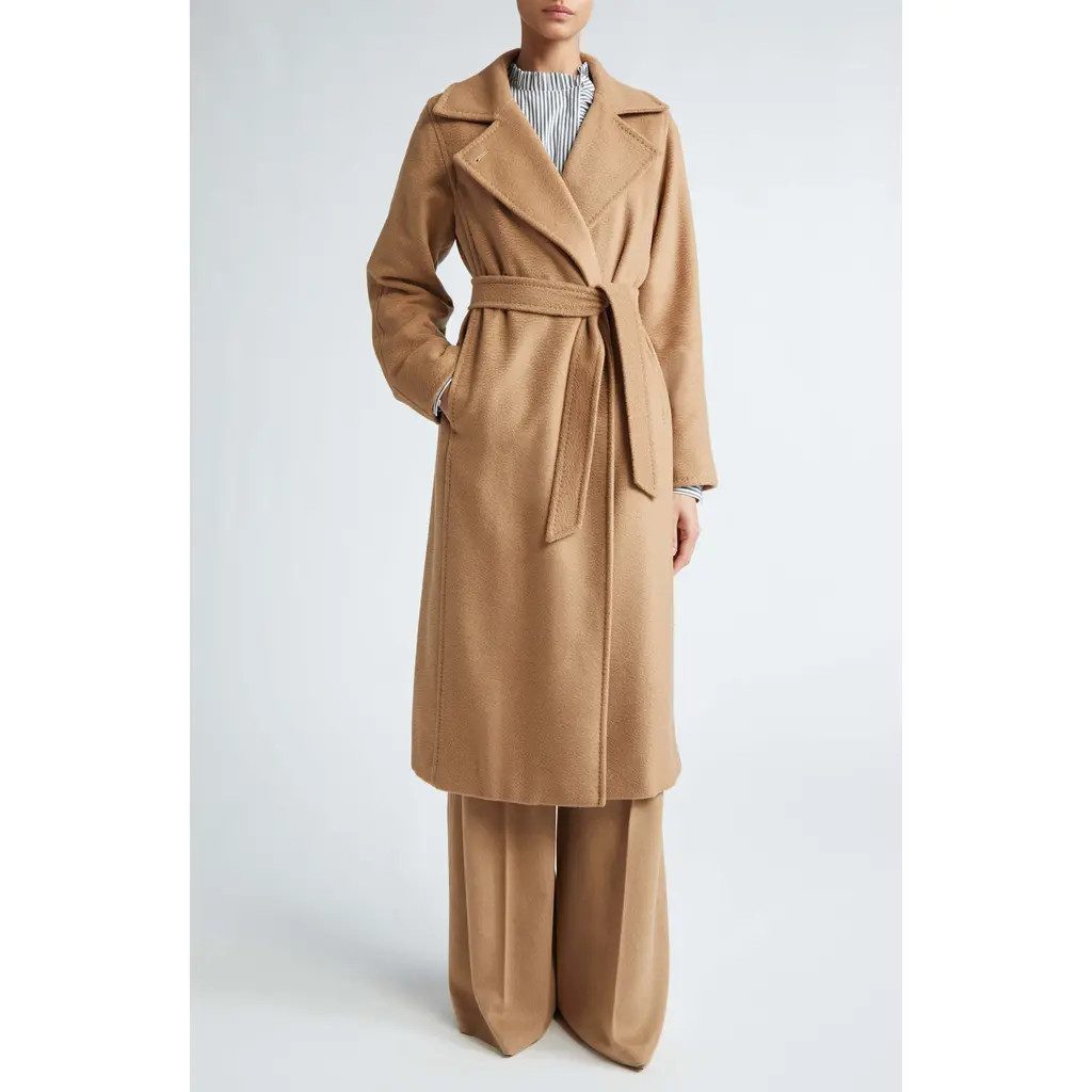Max Mara Manuela Camel Hair Wrap Coat at Nordstrom, Size 2 | Nordstrom