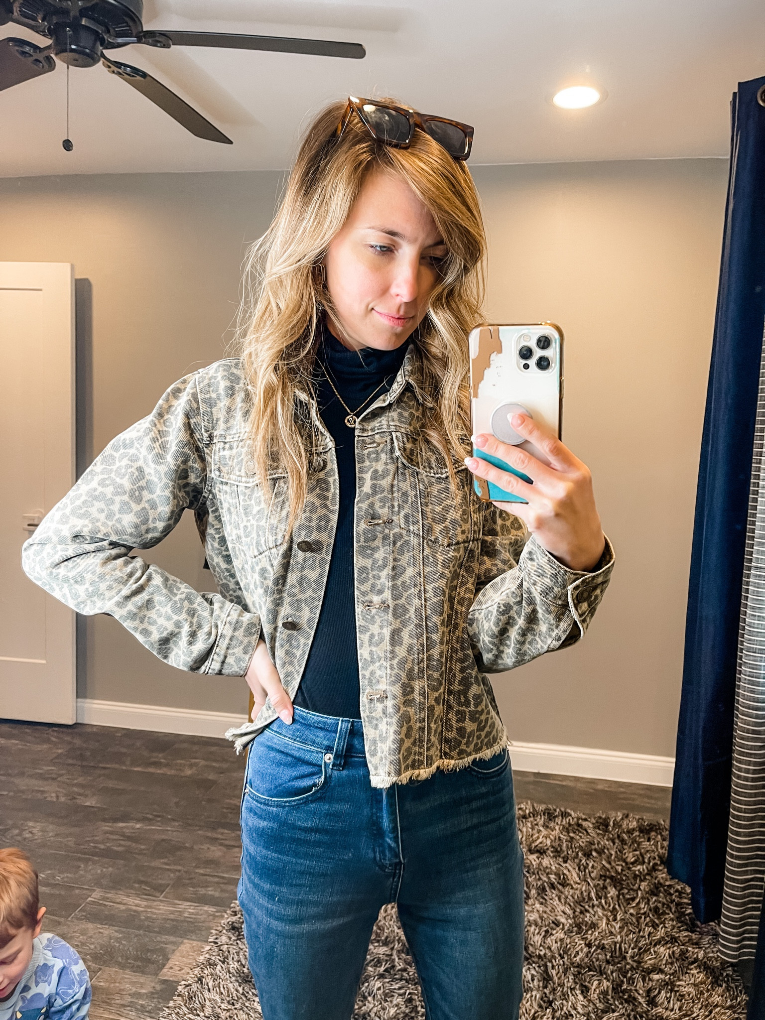 Loving the leopard/ black bodysuit combo with gold jewelry accents ✨
This is THE Softest Raw Edge leopard DENIM Material jacket!


#LTKunder50 #LTKstyletip #LTKfit