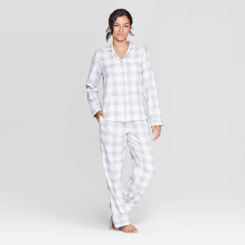 Women's Perfectly Cozy Flannel Pajama Set - Stars Above Heather Gray XXL, Women's, Gray/Grey | Target
