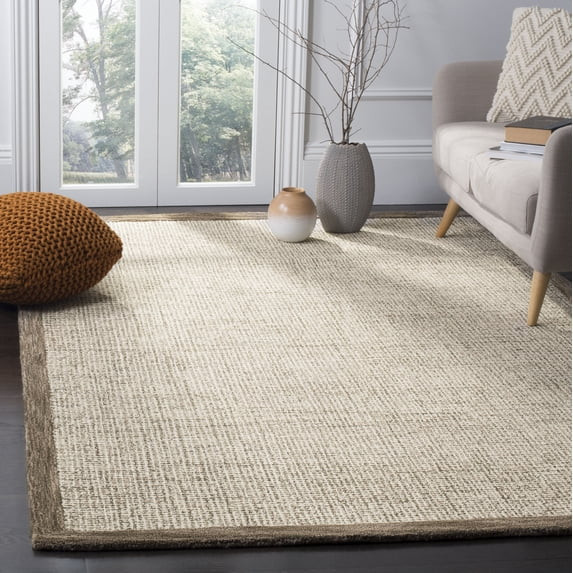 SAFAVIEH Abstract Clive Bordered Wool Area Rug, Brown/Ivory, 8' x 10' | Walmart (US)