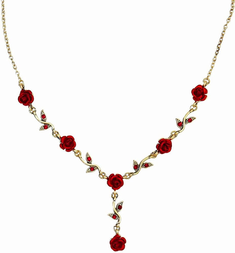 ALAIX 14K Gold Plated Necklaces for Women Dainty Long Rose Pendant Gold Necklace for Girls Vintag... | Amazon (US)