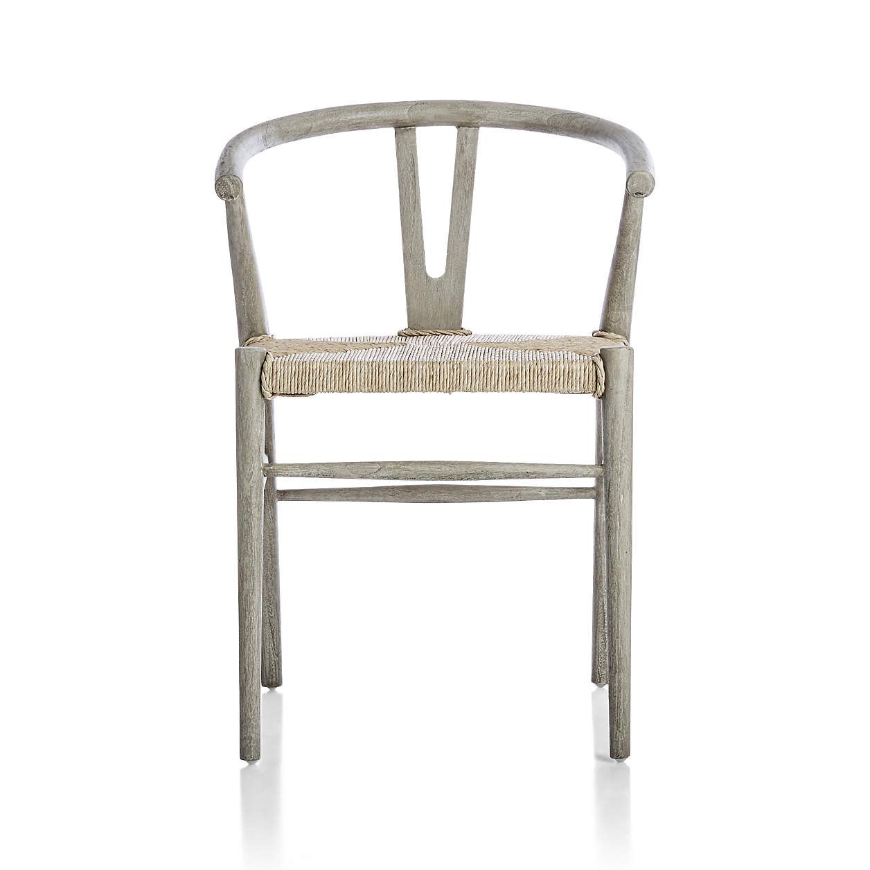 Crescent Weathered Grey Wood Wishbone Dining Chair + Reviews | Crate & Barrel | Crate & Barrel