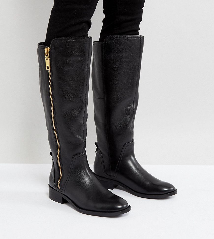 ALDO Wide Fit Casual Knee Boots in Leather - Black | ASOS US