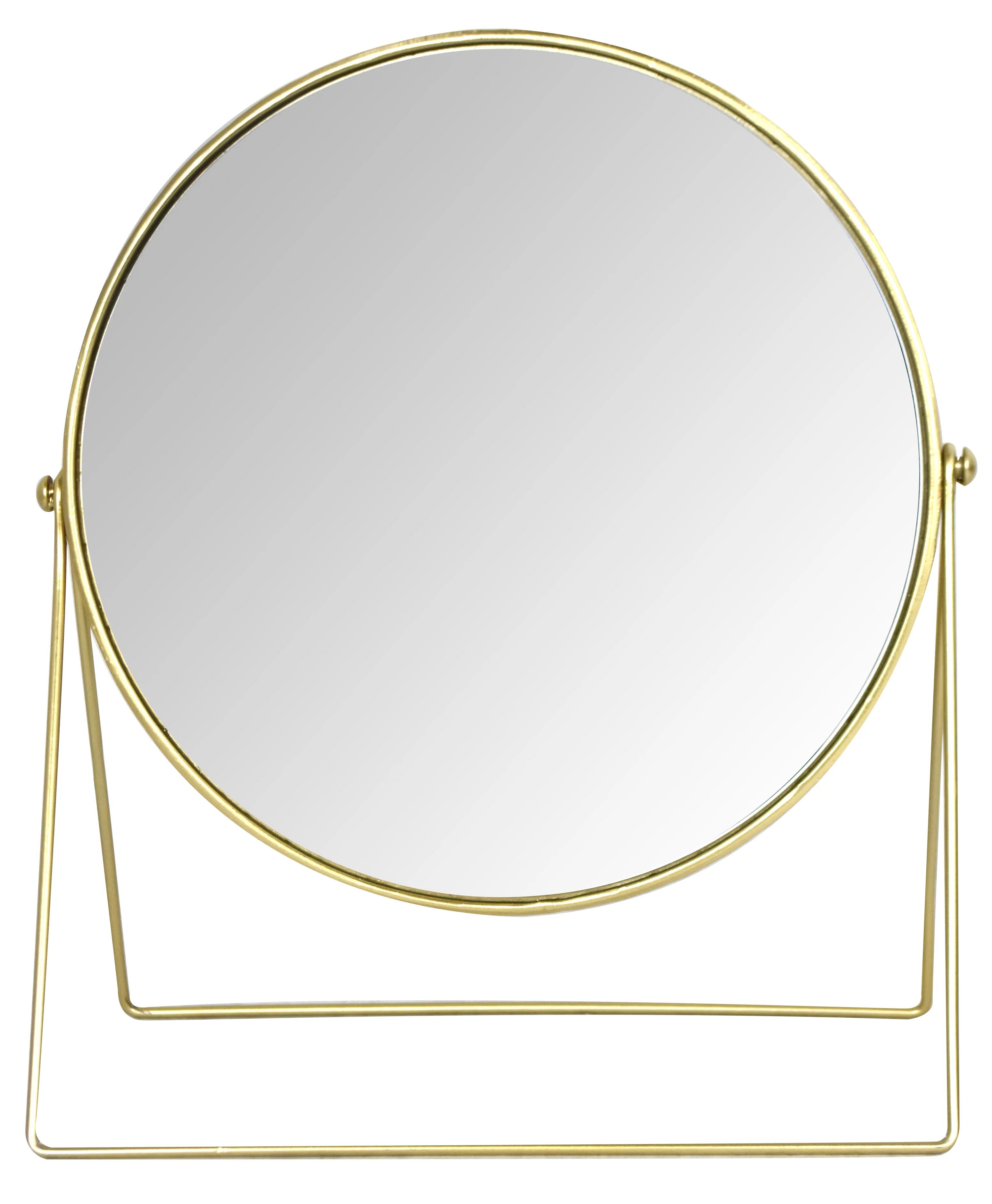 Gold Small Round Swivel Metal Tabletop Vanity Desk Table Mirror - 10" x 12" x 0.35" - Walmart.com | Walmart (US)