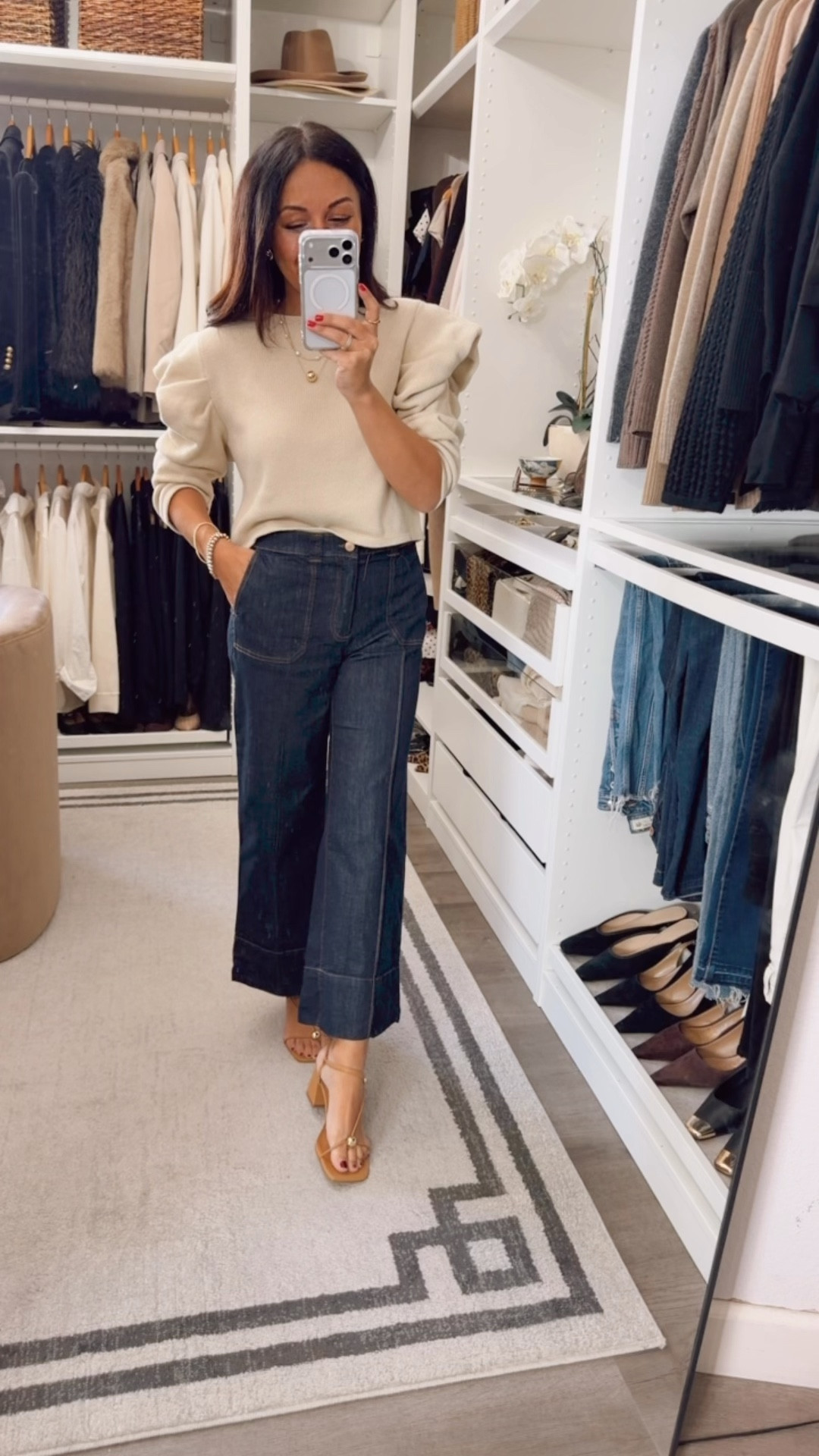 Great sandals- designer vibes w/o the price tag 
Pants and top TTS wearing a small 

#LTKootd #LTKOver40