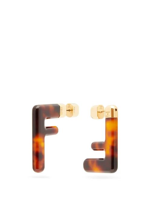 Fendi - Ff Tortoiseshell-acetate Earrings - Womens - Brown | Matches (US)