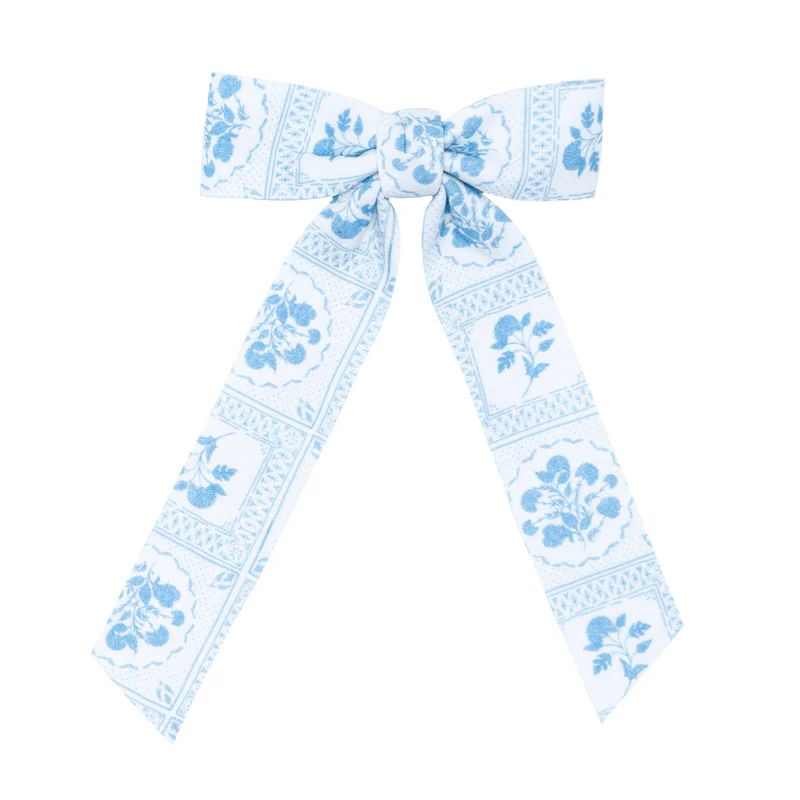 girls mosaic floral bow with tails | minnow