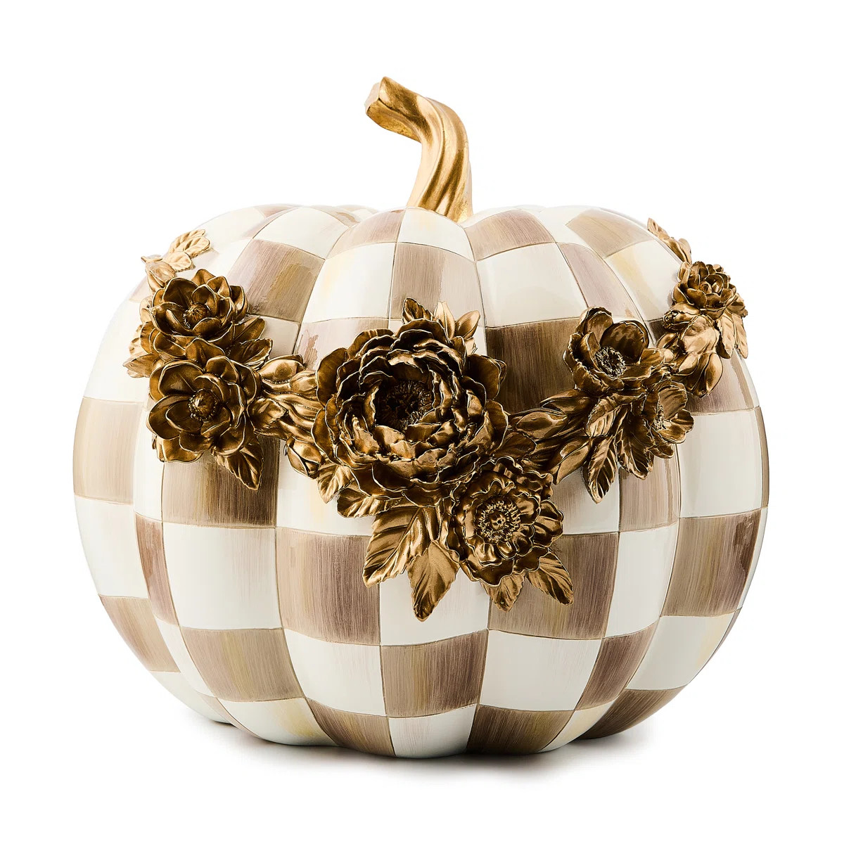 Mocha Check Floral Garland Pumpkin | Wayfair North America