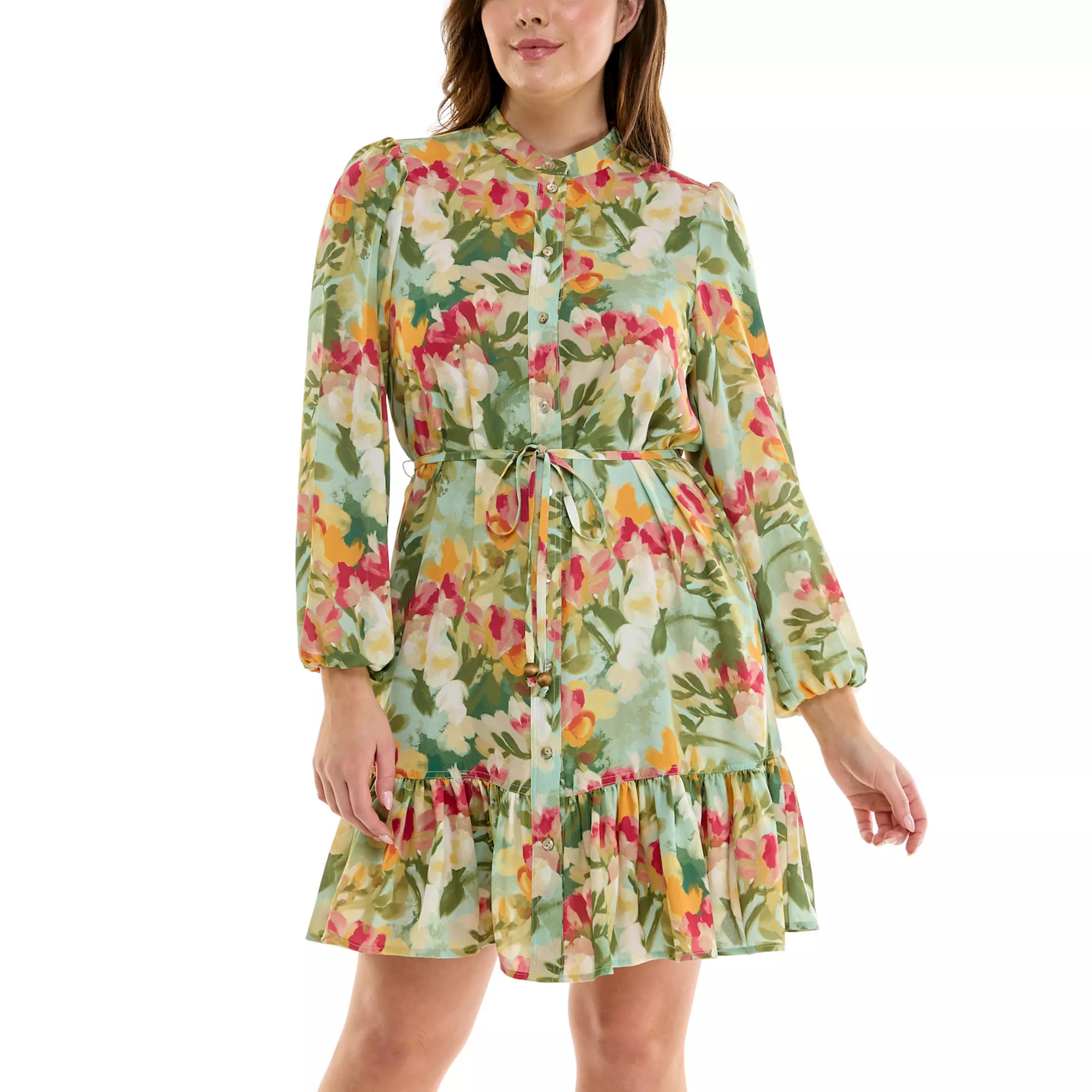 Women's Nicole Miller Long Bell Sleeved Shirtdress | Kohl's