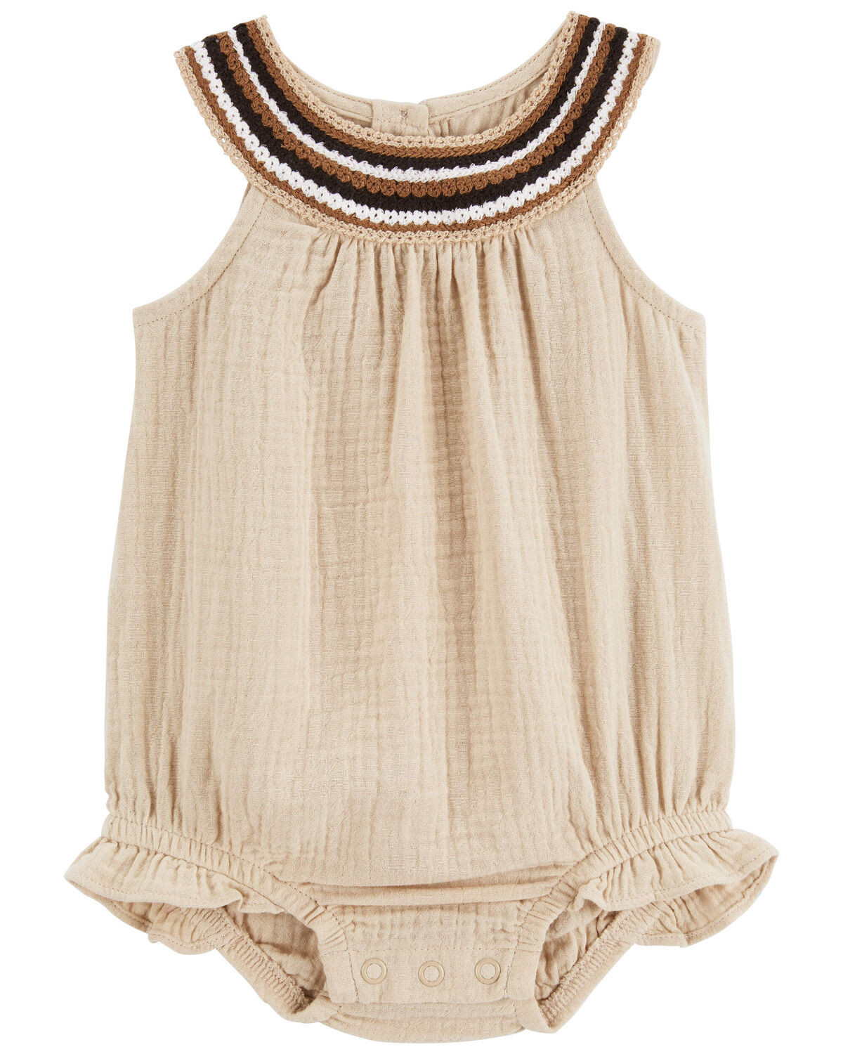 Tan Baby Crochet Gauze Romper | carters.com | Carter's