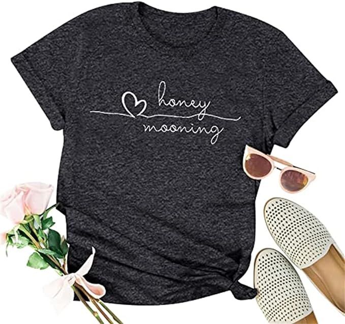 Honeymoon Shirt Women Bridal Shower Gift Shirts Team Bride Shirts Engagement Announcement Vacatio... | Amazon (US)