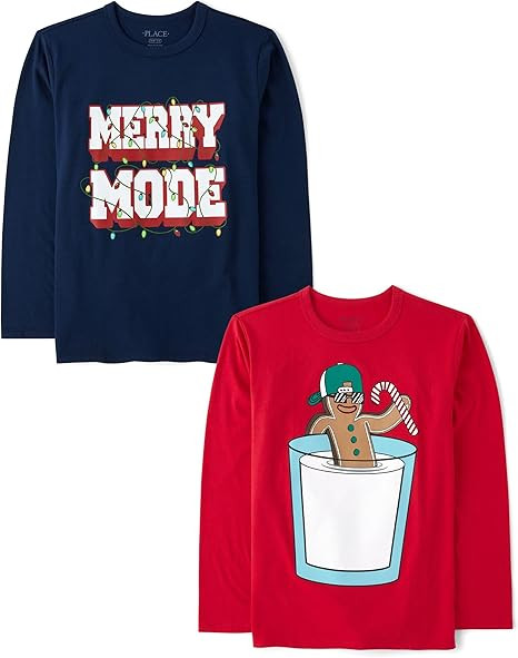 The Children's Place Unisex-Child All Holidays,Birthdays Long Sleeve Graphic T-Shirts,2 Pack | Amazon (US)